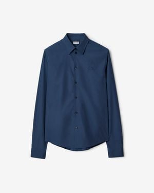 Burberry Logo Embroidered Long Sleeved Shirt - Blue
