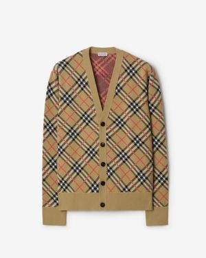 Burberry Check Cotton Wool Cardigan - Multicolor