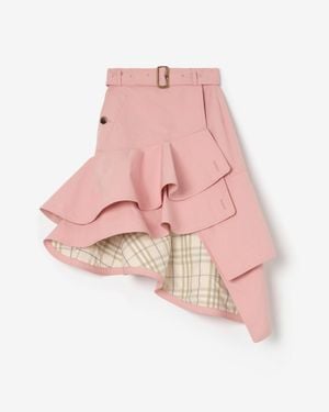 Burberry Ruffled Gabardine Trench Skirt - Pink