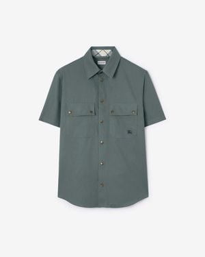 Burberry Relaxed Fit Tropical Gabardine Shirt - Gray