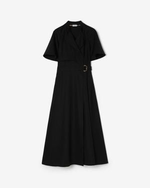 Burberry Wool Twill Wrap Dress - Black