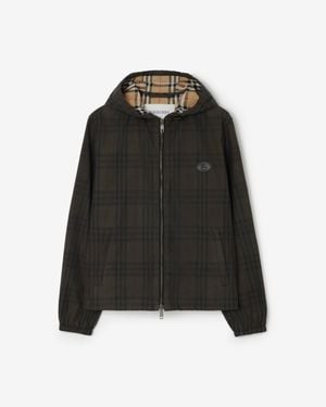 Burberry Check Cotton Newport Hooded Jacket - Black