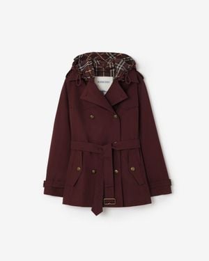 Burberry Short Tropical Gabardine Foxfield Trench Coat - Red