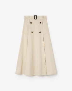 Burberry Gabardine Trench Midi Skirt - Natural