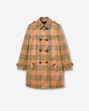 Burberry Short Check Coated Raffia-Effect Summerside Trench Coat - Natural