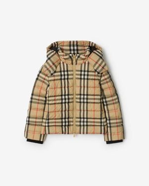 Burberry Check Hooded Puffer Jacket - Natur