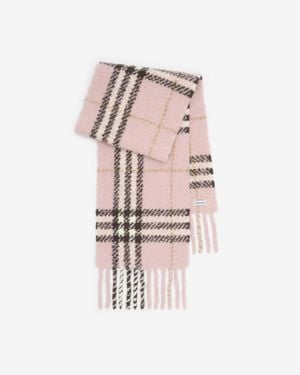 Burberry Check Alpaca Wool Blend Bouclé Scarf - Pink