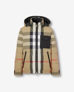 Burberry Check Reversible Hooded Down Jacket - Natural
