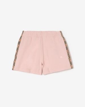Burberry Check Trim Cotton Shorts - Pink