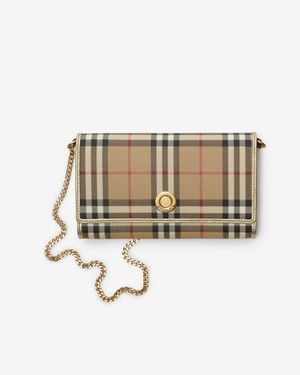 Burberry Check Chain Strap Wallet - Weiß