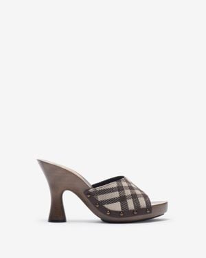 Burberry Check Potter Mules - Gray