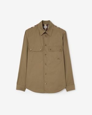 Burberry Tropical Gabardine And Check Shirt - Green