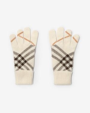 Burberry Check Cashmere Blend Gloves - Metallic
