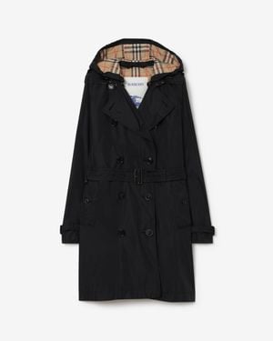 Burberry Midlength Detachable Hood Kensington Trench Coat - Black