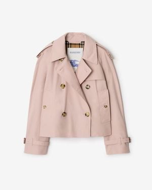 Burberry Cropped Tropical Gabardine Mayfair Trench Jacket - Pink
