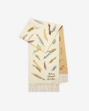 Burberry Feather Print Cashmere Scarf - Métallisé