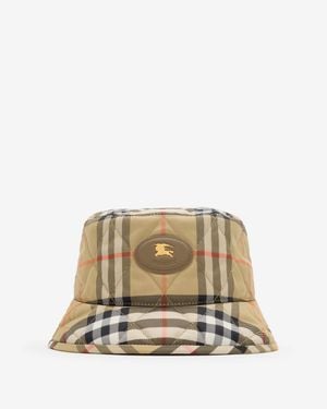 Burberry Quilted Horseshoe Bucket Hat - Natural