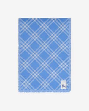 Burberry Wide Check Wool Silk Scarf - Blau