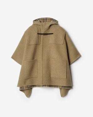 Burberry Wool Duffle Cape - Natural