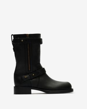 Burberry Leather Kent Biker Boots - Schwarz