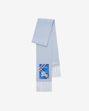 Burberry Narrow Check Label Cashmere Scarf - Blue