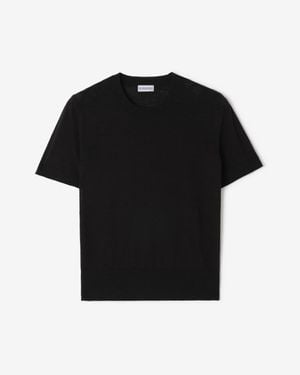 Burberry Check Panel Wool Silk Top - Black