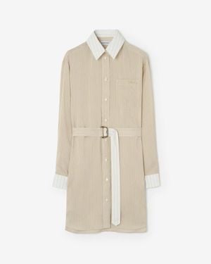 Burberry Striped Silk Poplin Shirt Dress - Natur