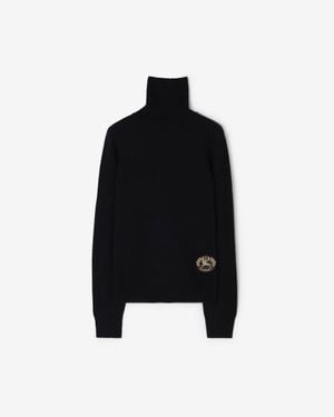 Burberry Wool Cashmere Rollneck Sweater - Black