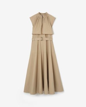 Burberry Cotton Poplin Midi Dress - Natural