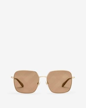 Burberry Metal Check Oversized Square Sunglasses - Natur