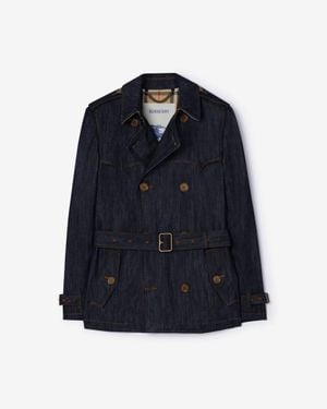 Burberry Short Denim Trench Coat - Blue
