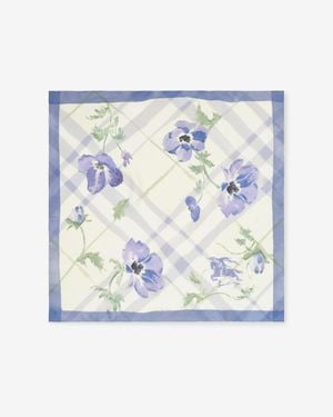 Burberry Watercolour Check Silk Scarf - Blau