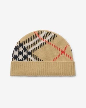 Burberry Check Cashmere Blend Beanie - Métallisé