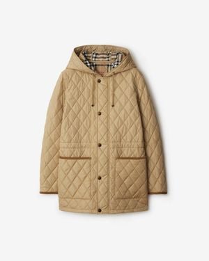 Burberry Beige Nylon Bromley Quilted Parka - Natural