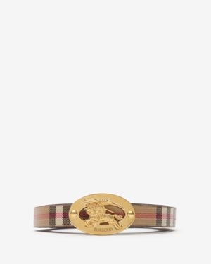 Burberry Thin Reversible Check Oval Belt - Natural
