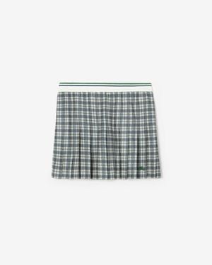 Burberry Pleated Check Jersey Mini Skirt - Gray