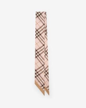 Burberry Skinny Contrast Check Silk Scarf - Métallisé