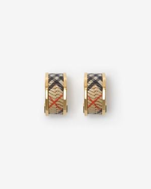 Burberry Check Print Hoop Earrings - Mettallic