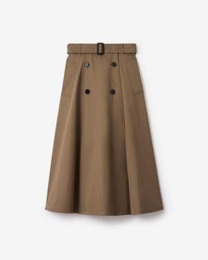 Burberry Gabardine Trench Midi Skirt - Natural