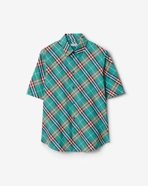 Burberry Relaxed Fit Check Cotton Shirt - Blue