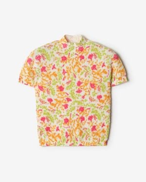 Burberry Floral Cotton Blend Top - Metallic