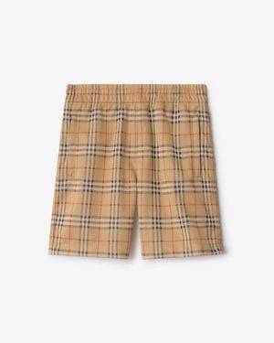 Burberry Checked Elasticated Waistband Jersey Shorts - Natural
