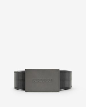 Burberry Reversible Leather Logo Buckle Belt​ - Grau