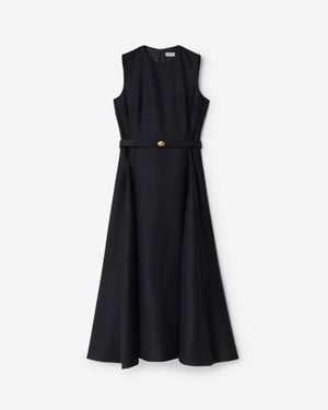 Burberry Belted Check Wool Dress - Black