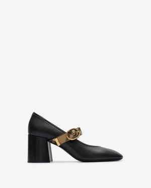 Burberry Check Strap Leather Robin Shoes - Black