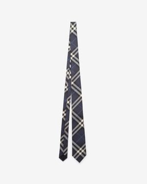Burberry Check Silk Tie - Blue