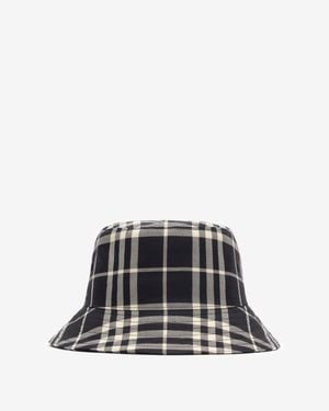 Burberry Check Cotton Bucket Hat - Noir