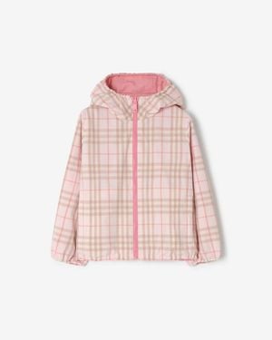 Burberry Childrens Reversible Check Hooded Jacket - Pink