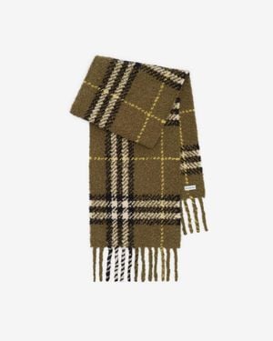 Burberry Check Alpaca Wool Blend Bouclé Scarf - Green