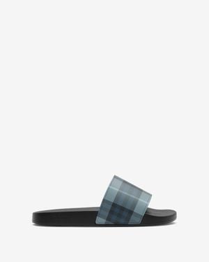 Burberry Check Slides - Blue